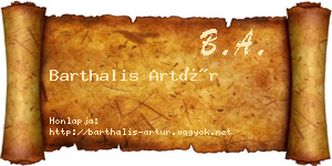 Barthalis Artúr névjegykártya